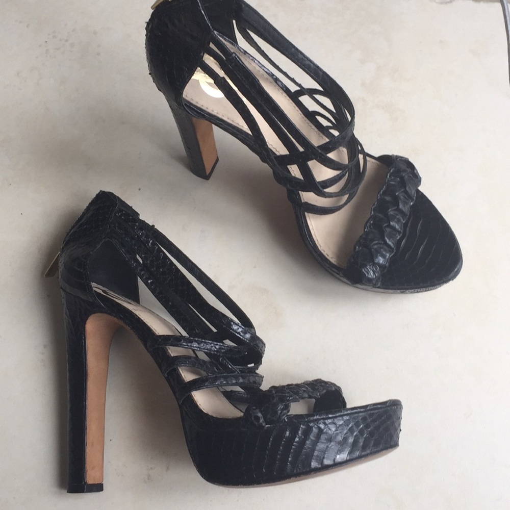 Vero Cuoio python platform open toe high heels
